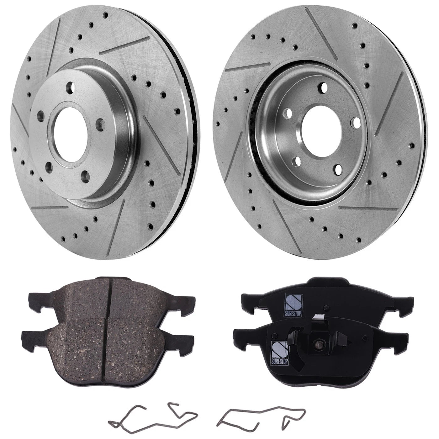 Front Brake Disc Rotors and Pads Kit for Ford Escape, C-Max, Volvo C30, C70, V50, S40