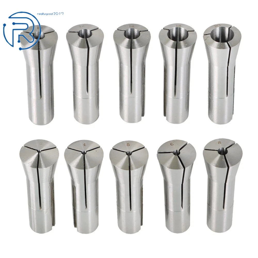 10 Piece R8 Round Spring Collet for CNC Machines