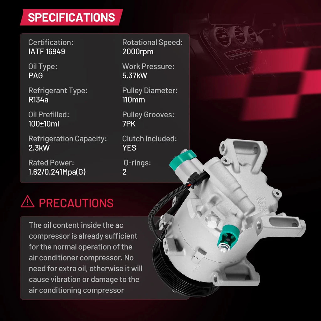 A/C Compressor for Honda Civic (2016–2021), CR-V (2017–2022) 198277