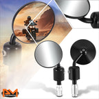 Round Side Mirror Bar-end for Naked Bike Cruiser (Universal)