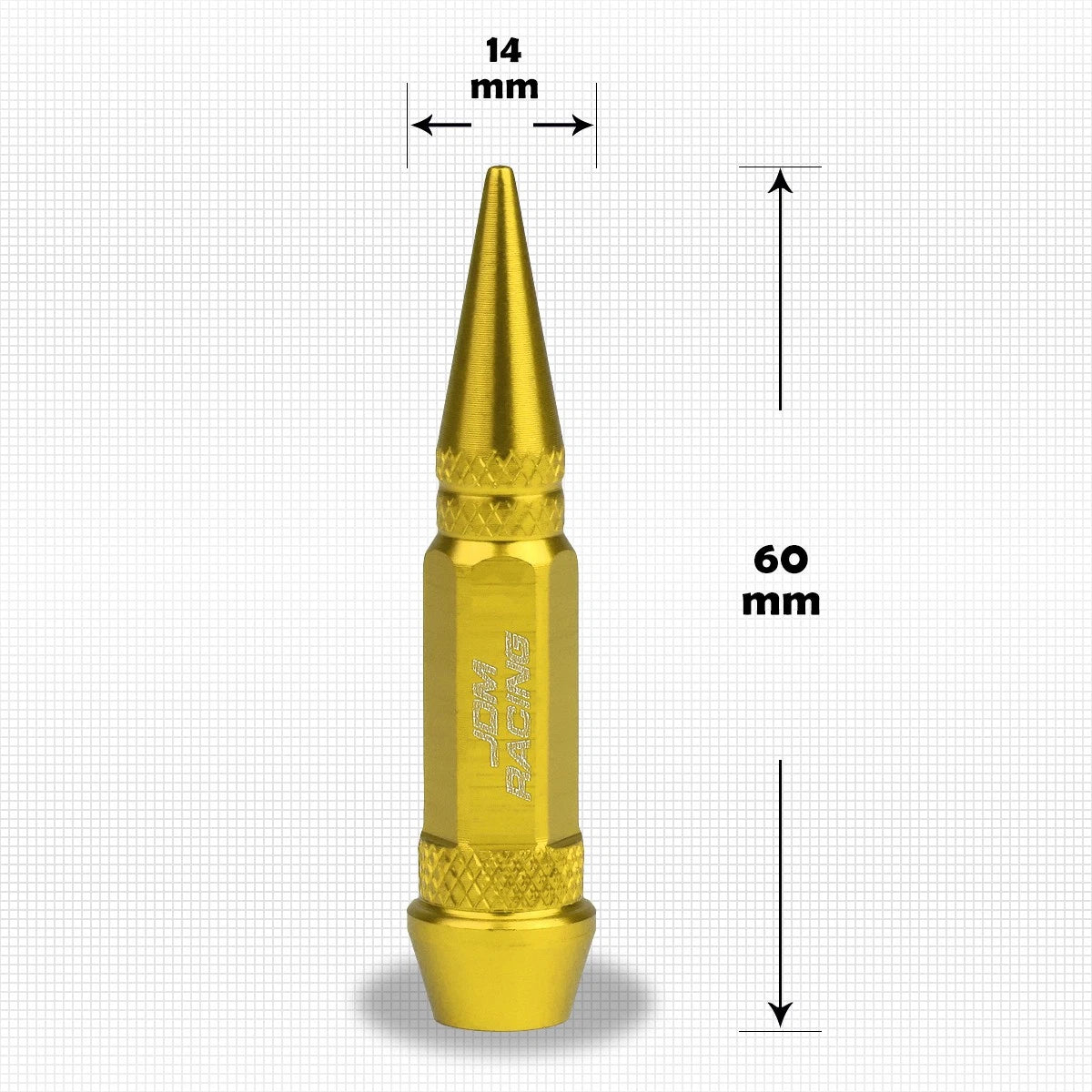 Set of 4 Gold Aluminum Spiked Tire Valve Stem Caps for Universal Fit