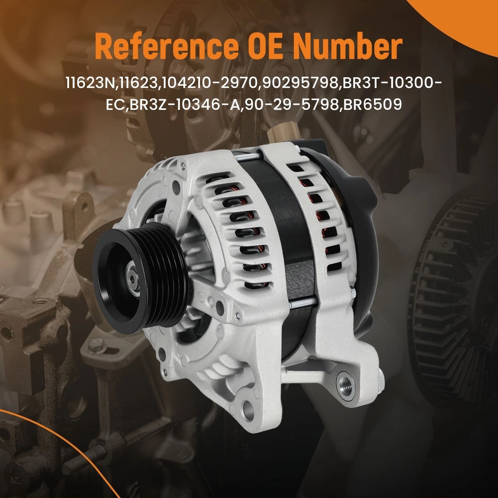 12V 150A Alternator for Ford Mustang Coupe 3.7L (2011–2014) BR3Z-10346-A S6