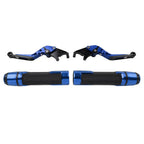 Blue Extendable Brake Clutch Levers & Handlebar Grips for Suzuki GSX-S750 (2017-2023)