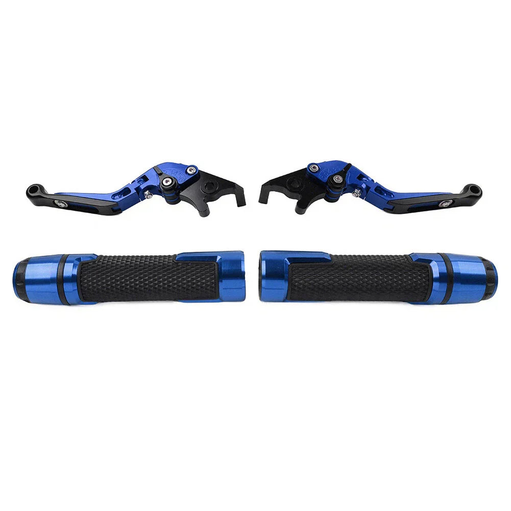 Blue Extendable Brake Clutch Levers & Handlebar Grips for Suzuki GSX-S750 (2017-2023)