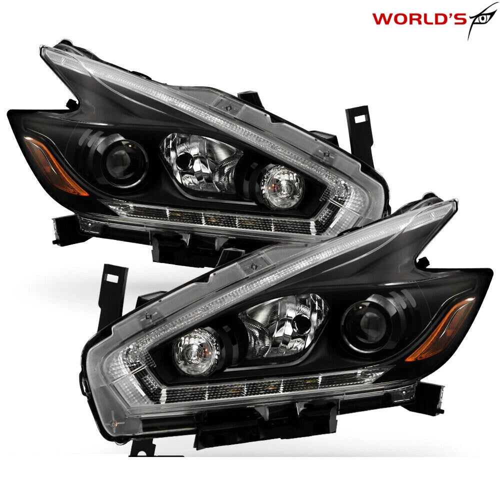 Halogen Black LED DRL Projector Headlights for Nissan Murano (2015–2018)