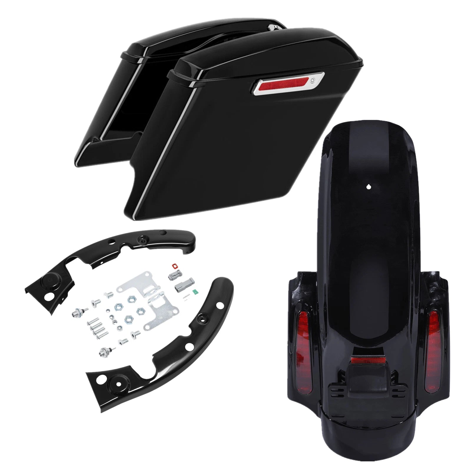 5" Stretched Hard Saddlebags & Rear LED Fender for Harley Street Road Glide (2009–2013)
