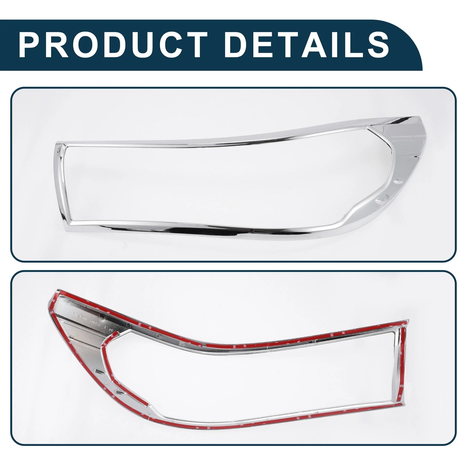 Set of 2 Front Headlight Trim Bezels for Toyota Hilux Revo (2015–2017) Silver Tone