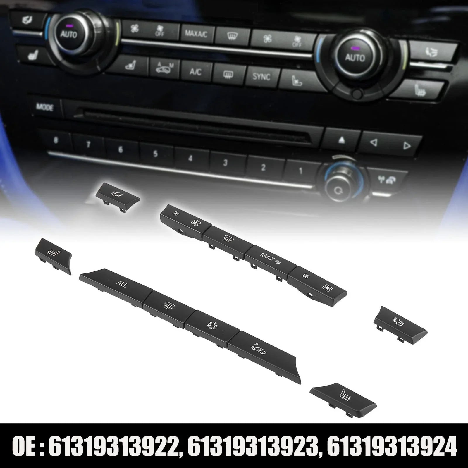 12pcs Air Conditioning Control Switch Button Cap Cover for BMW 5/6/7 Series