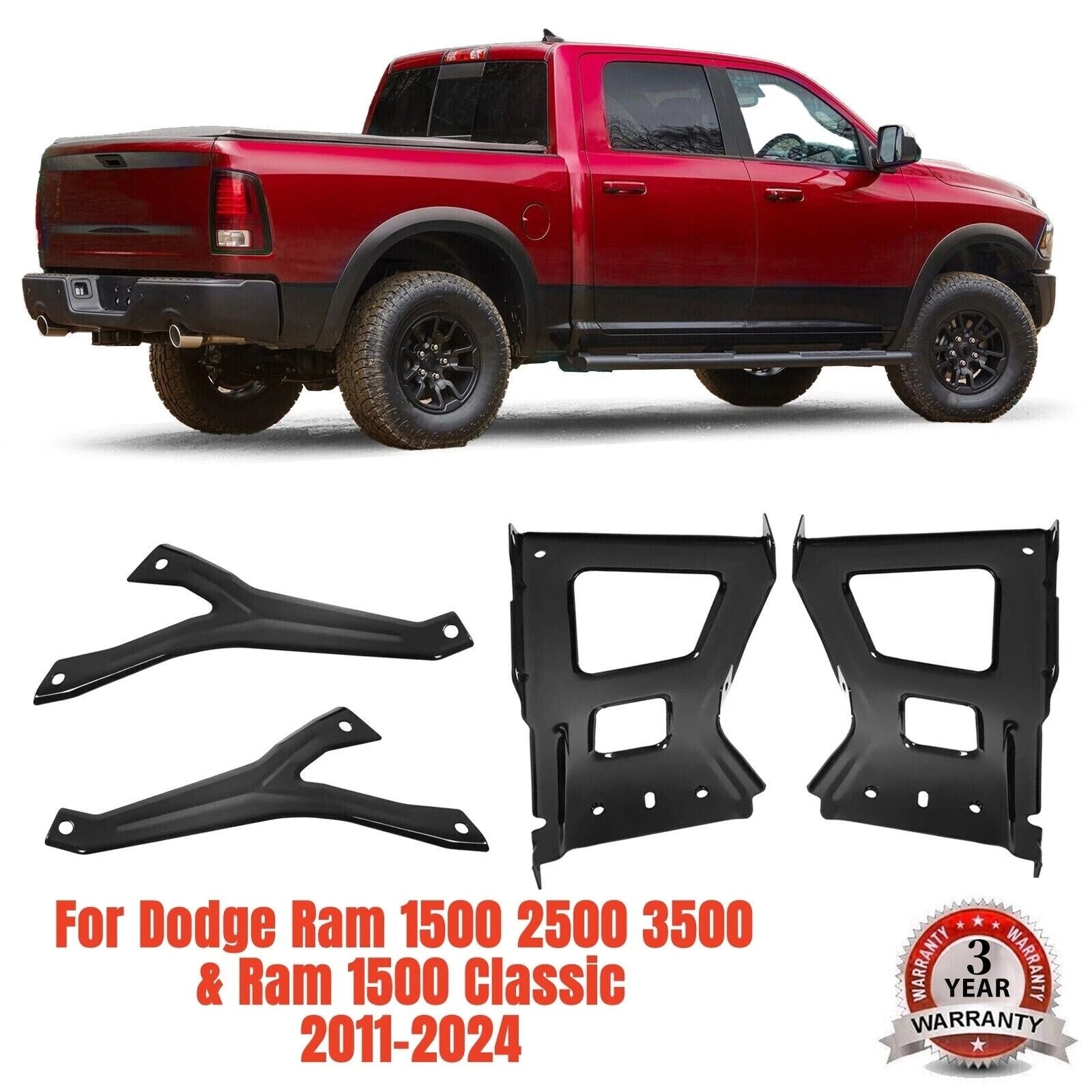 Rear Bumper Mounting Brackets Set for Dodge Ram 1500/2500/3500 (2009–2018)