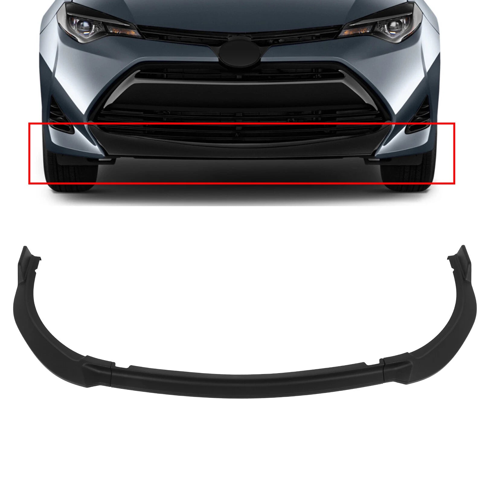 Matte Black Front Bumper Lip Spoiler for Toyota Corolla (2017–2019)