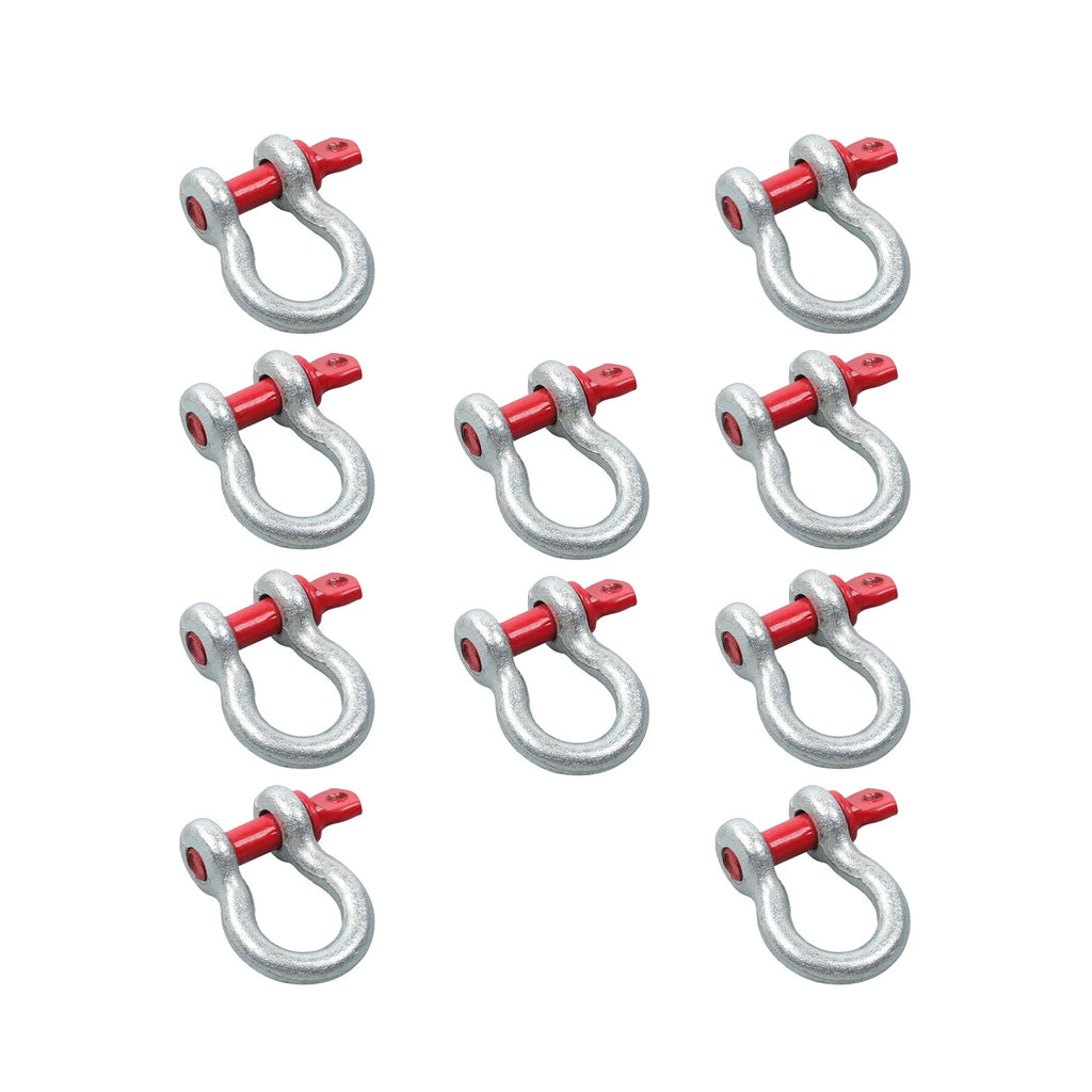 Set of 10 D Ring Anchor Shackles 3/8" with Clevis Screw Pin