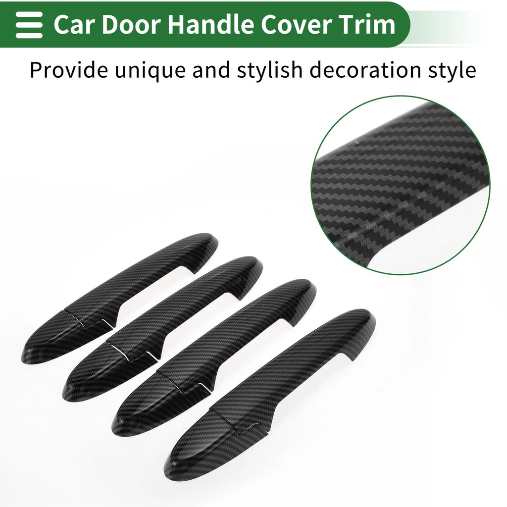 Car Door Handle Cover Trim for Honda Fit Jazz GK5 GP5 (2014–2018) Carbon Fiber Black
