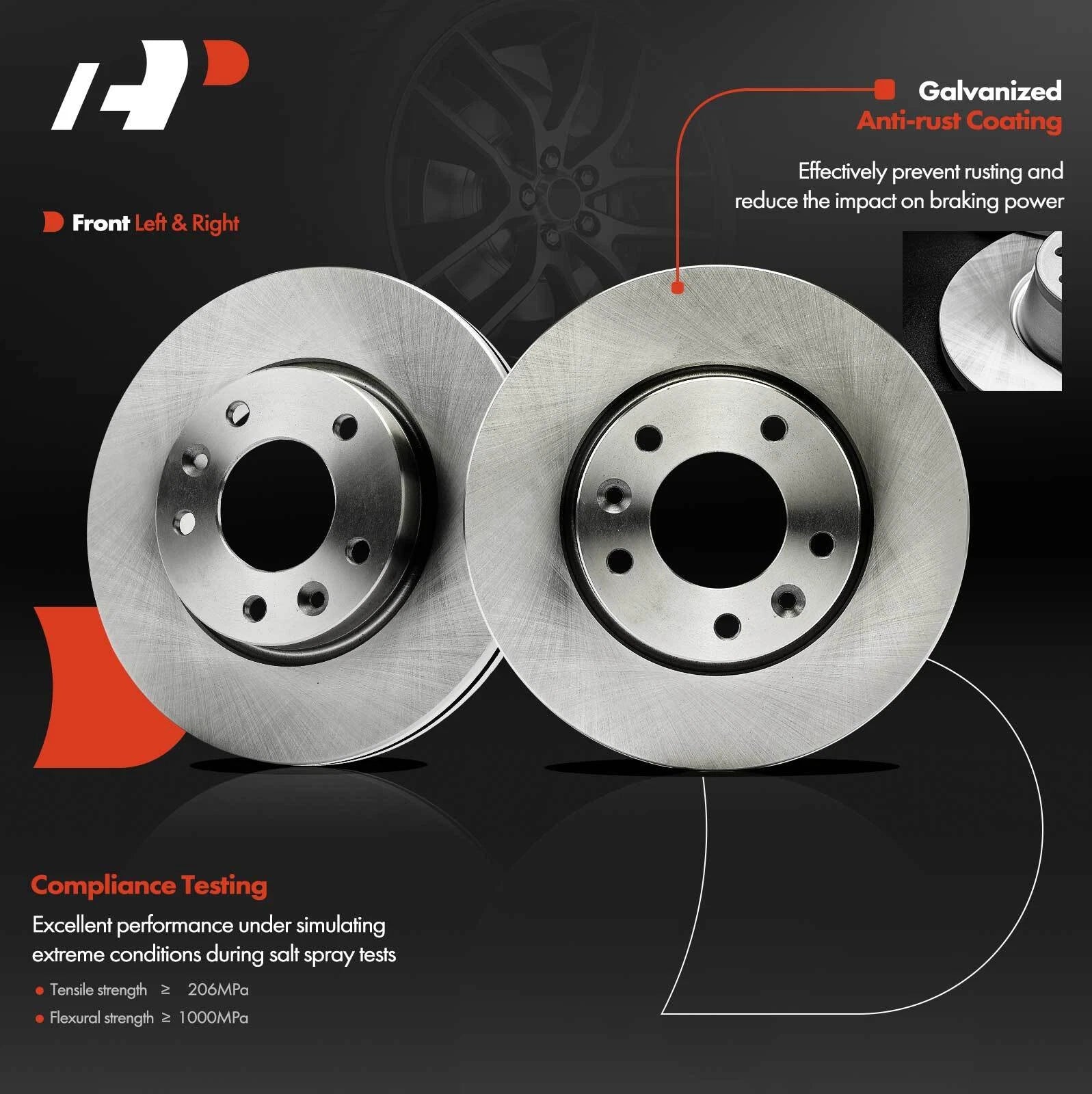 2x Front Disc Brake Rotors for Kia Sedona (2002–2003)