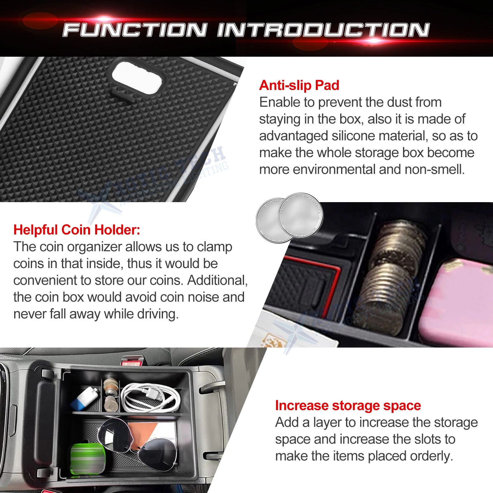 Central Armrest Box Storage Tray Organizer for Hyundai Tucson Hybrid (2022-2024)