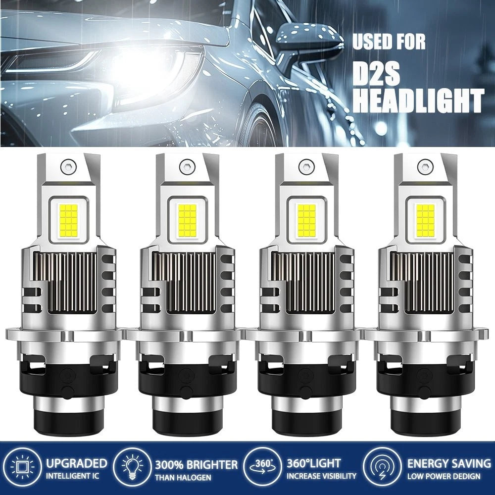 4X D2S D2R LED Headlight Bulbs for HID Xenon Conversion Kit (6000K)