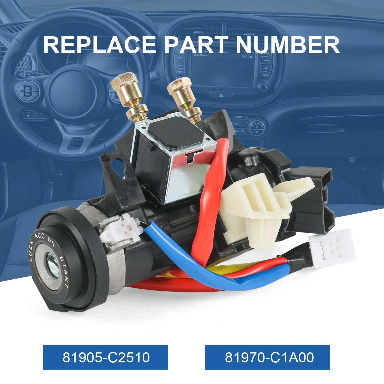 Ignition Lock Cylinder Assembly with 2 Keys for Hyundai Sonata (2015-2019)