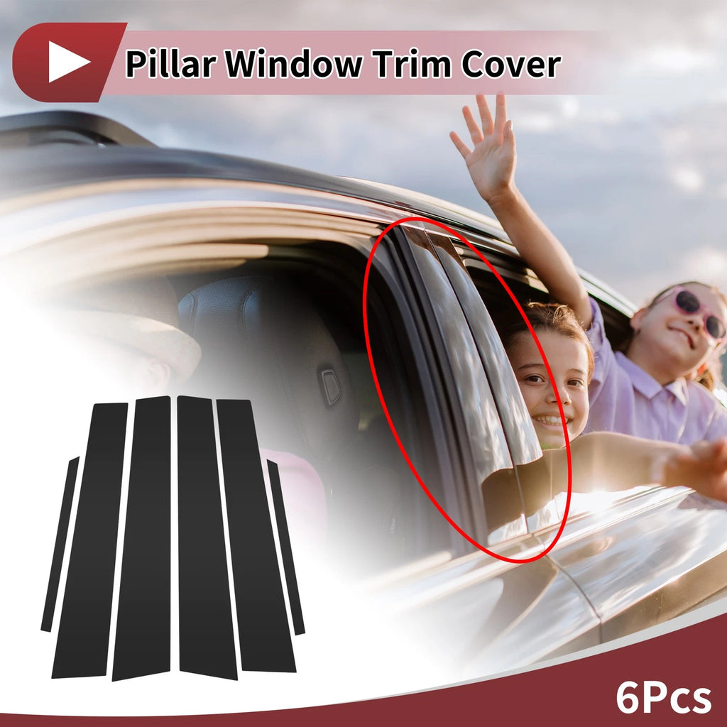 6 Pcs Car Door Pillar Window Trim for Toyota Corolla (2007–2013) Black
