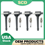 Set of 4 Ignition Coils & 4 Spark Plugs for Nissan Sentra Tiida (2007–2017) UF591
