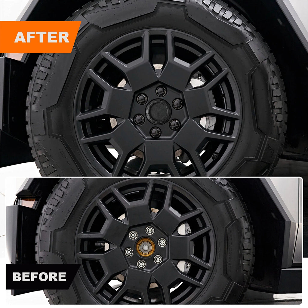 Set of 4 Wheel Center Caps & 24 Lug Nut Covers for Tesla Cybertruck (2023)