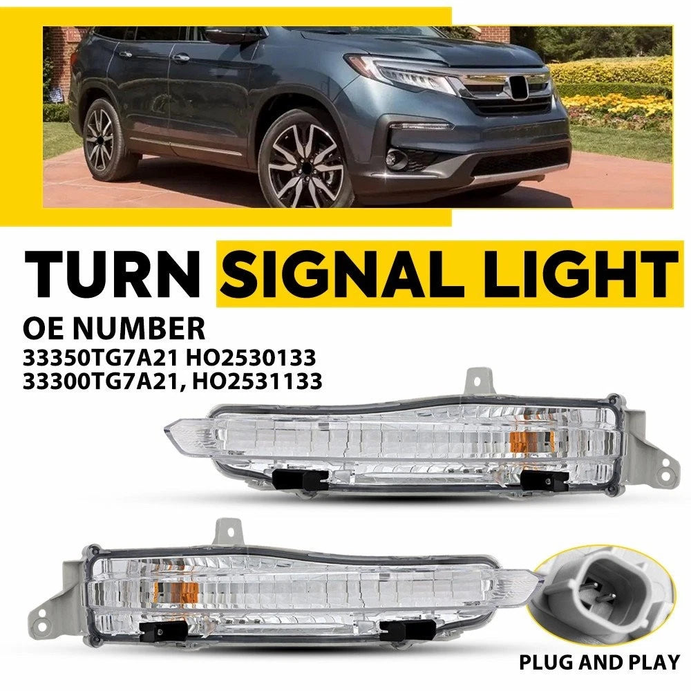 Set of 2 Front Turn Signal Lamps for Honda Pilot (2019–2022)