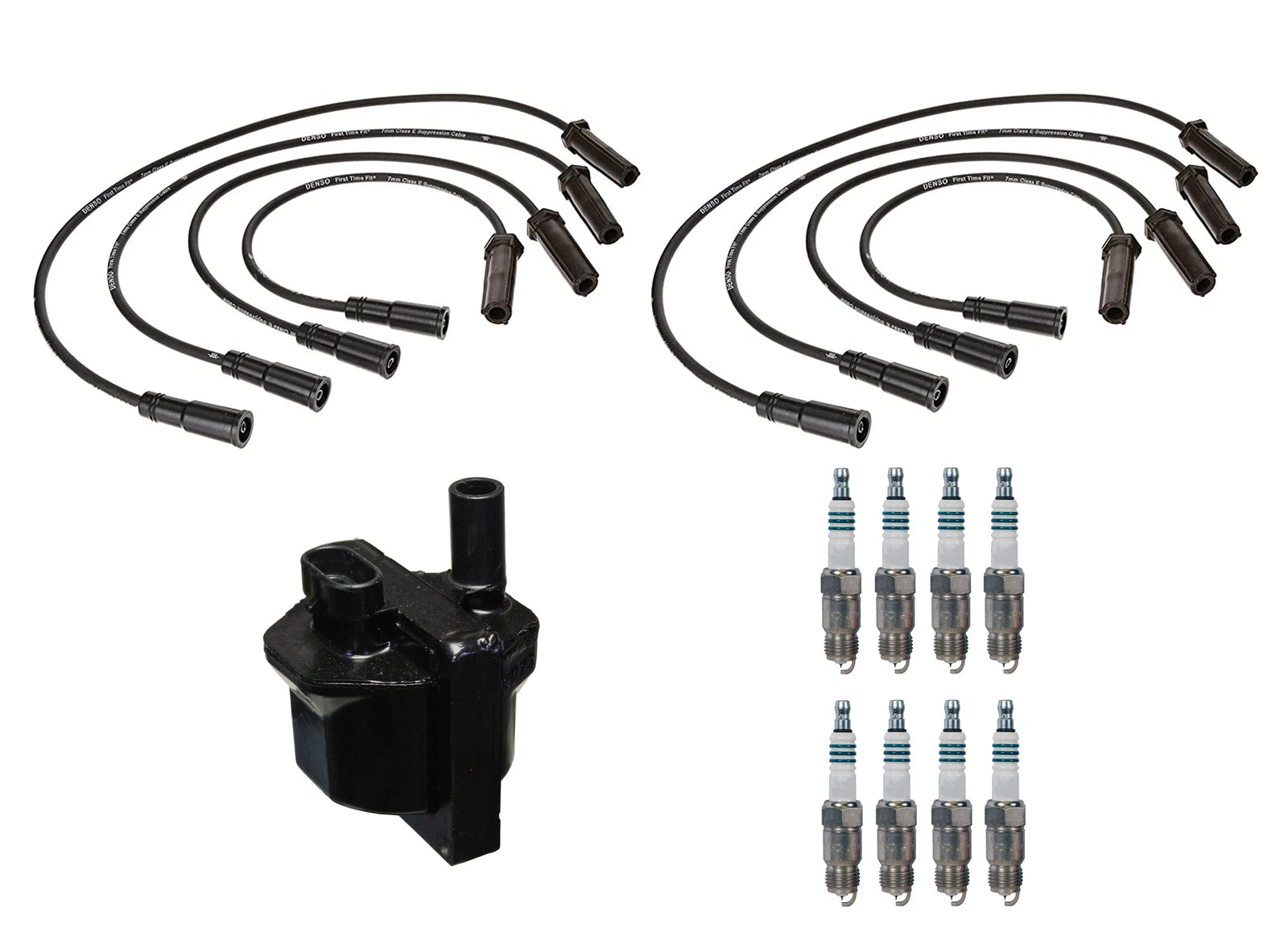 Set of 8 Denso Ignition Coil Wires & Iridium Spark Plugs for GMC P3500 (1990–1996)