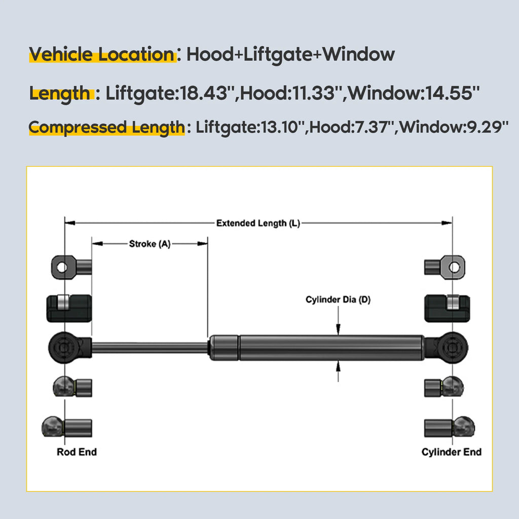 Set of 6 Gas Struts for Jeep Grand Cherokee (99–04)