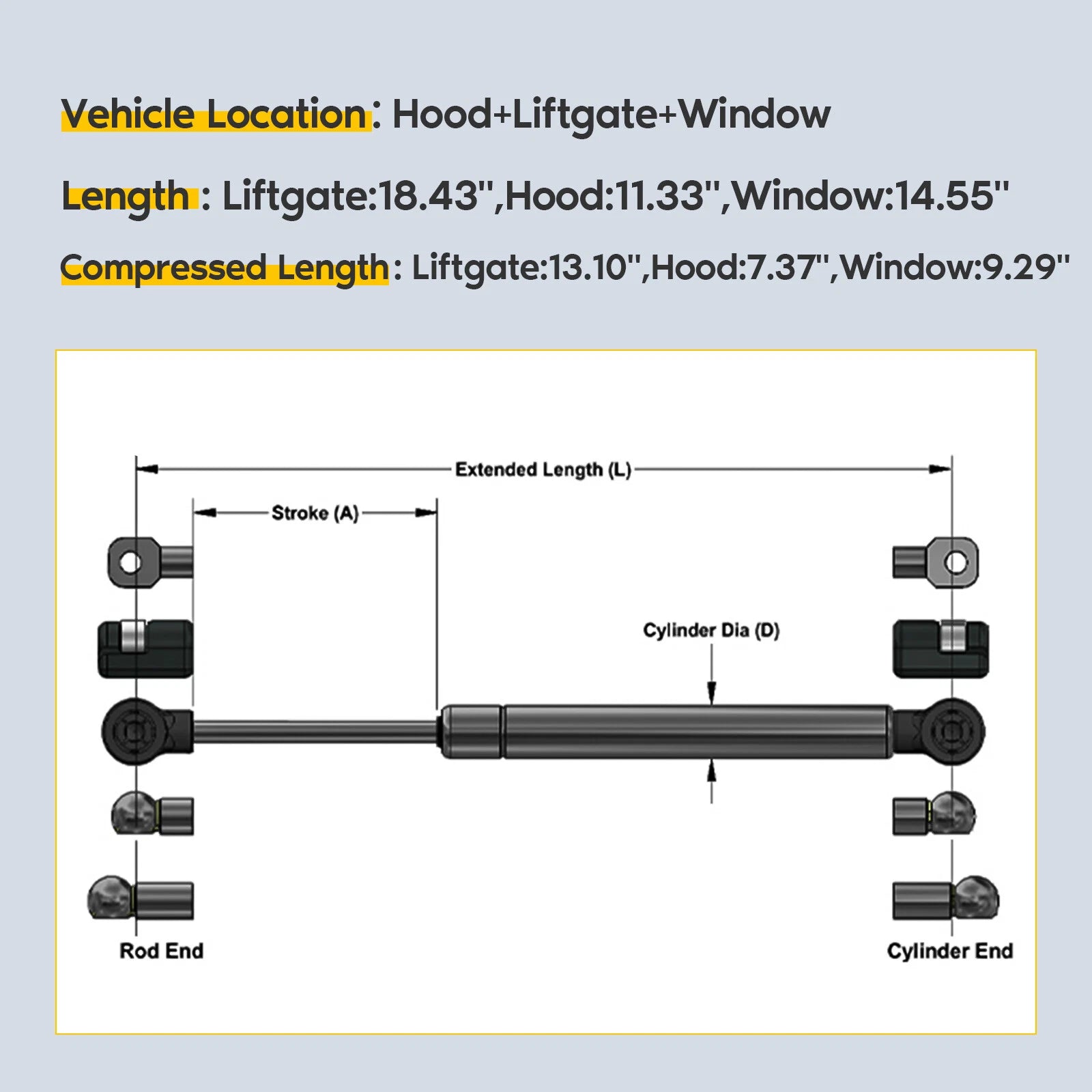 Set of 6 Gas Struts for Jeep Grand Cherokee (99–04)