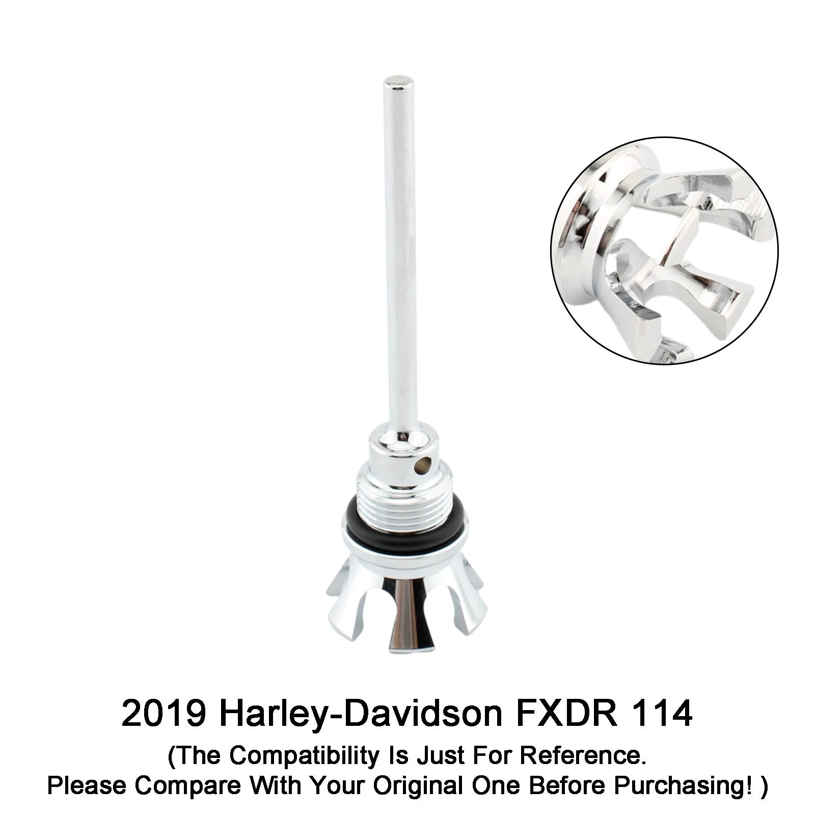 Oil Dipstick Tank Cap Plug for Harley Softail Road Glide Electra Glide (2000–2023) 1105-0022 Silver