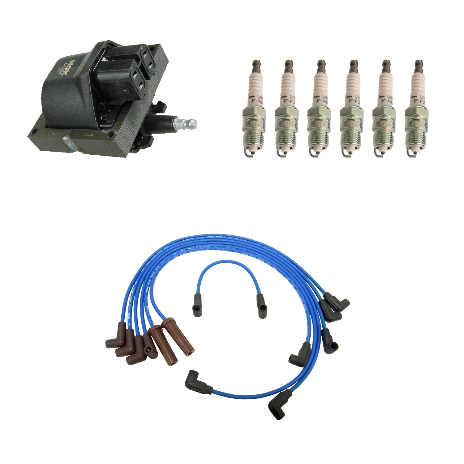 NGK Ignition Coil Wires & 6 Nickel Spark Plugs for Astro C1500 G10 (1995–2005)