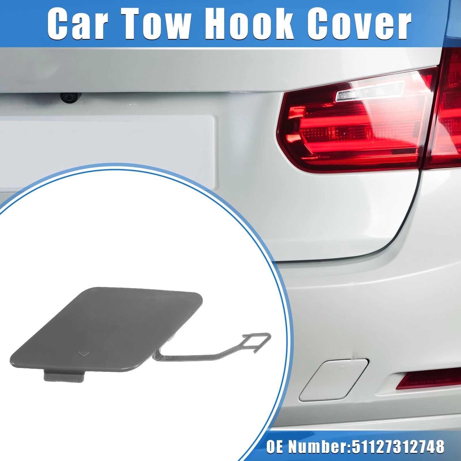 Tow Hook Eye Hole Cover Cap for BMW 3 F30 (2012–2015) Gray