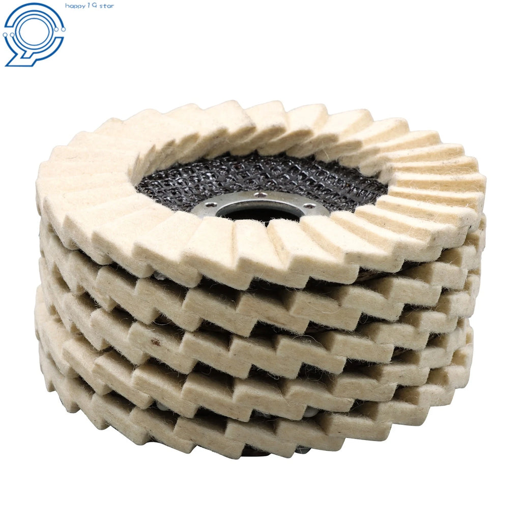 5 Pack Wool Felt Flap Discs for Buffing and Polishing Wheels (4-1/2")