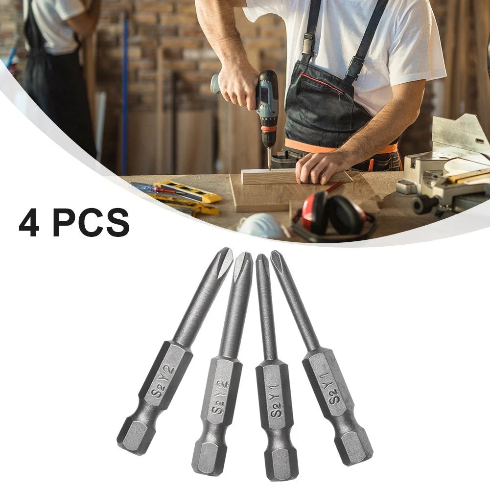 Set of 4 Magnetic Hex Shank Screwdriver Bits for Y1 Y2 (50mm)
