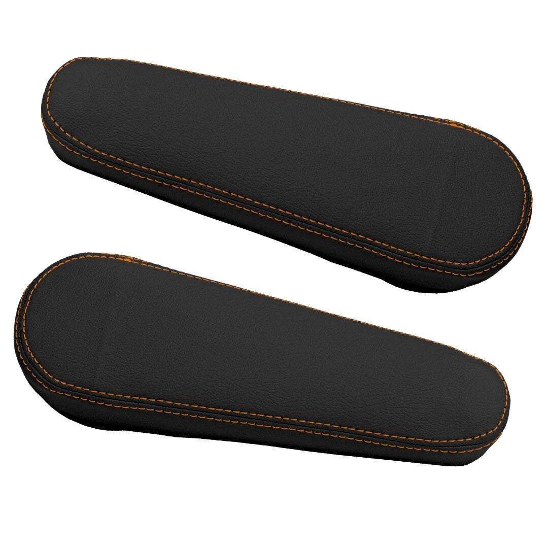 Leather Synthetic Armrest Cover for Honda Element (2005–2011) Black Orange Stitch