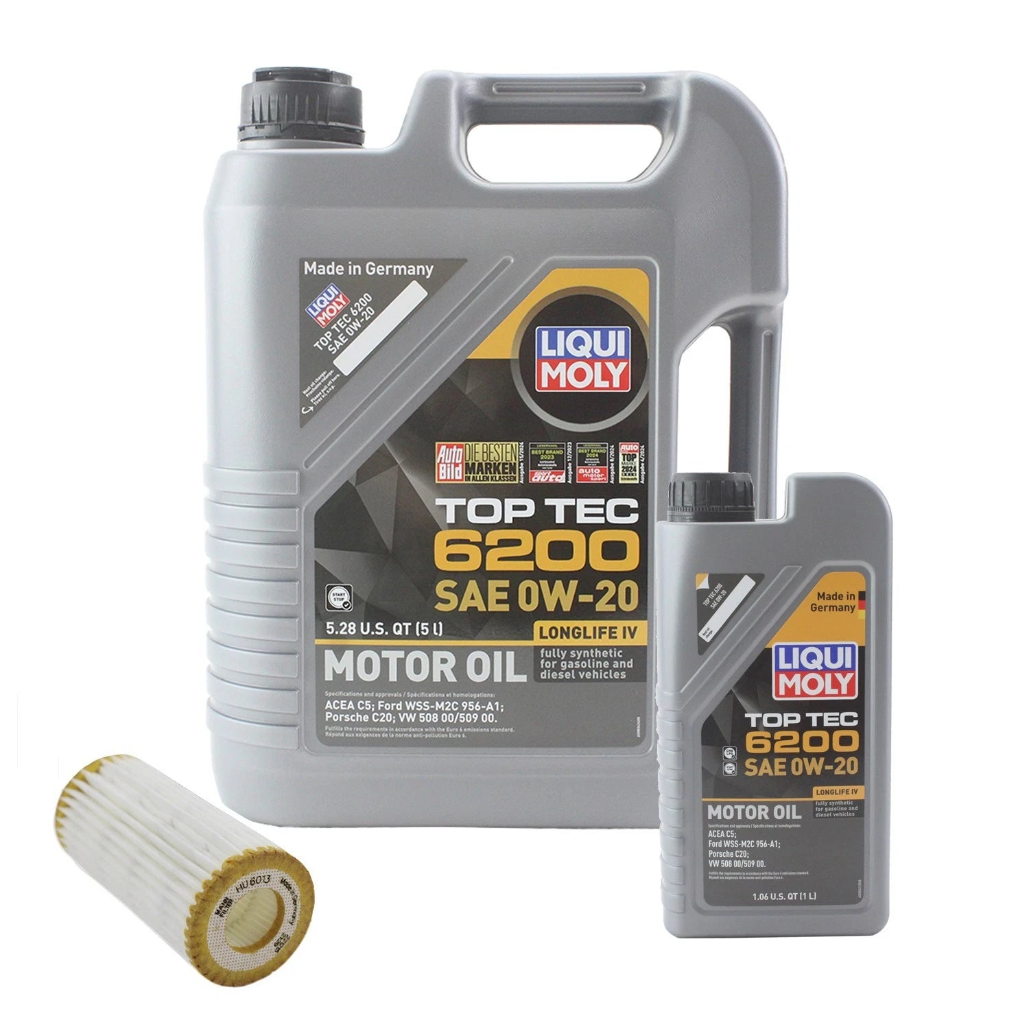 6L Liqui Moly Top Tec 6200 0W-20 Engine Oil Change Kit for Audi A3 Quattro A4 (2010–2020)