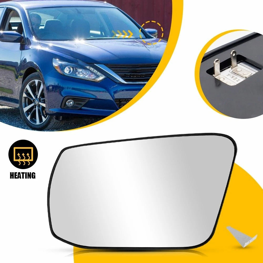 Heated LH Exterior Side View Door Mirror Glass for Nissan Altima (2013–2018)