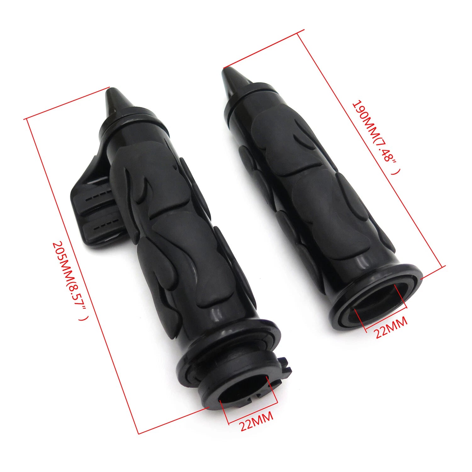 Black Flame Spike Handle Bar Grip 7/8" for Honda Suzuki Kawasaki (Y)