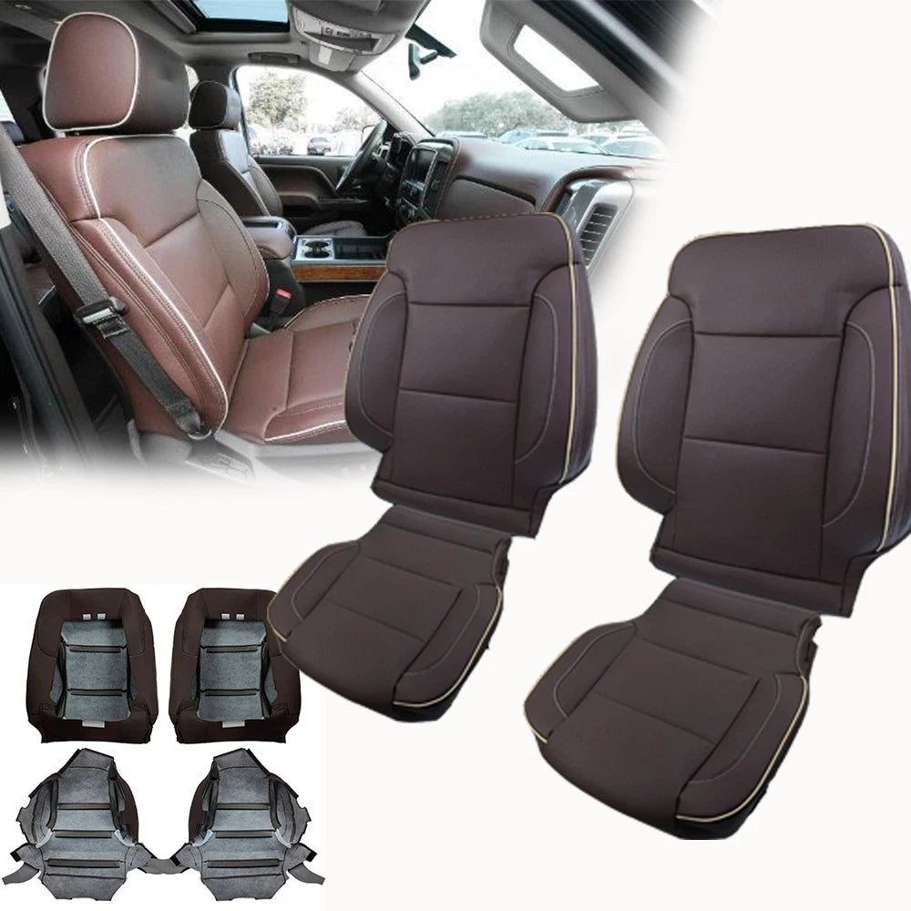 Set of 2 Seat Covers for Chevy Silverado High Country (2014–2019) Brown