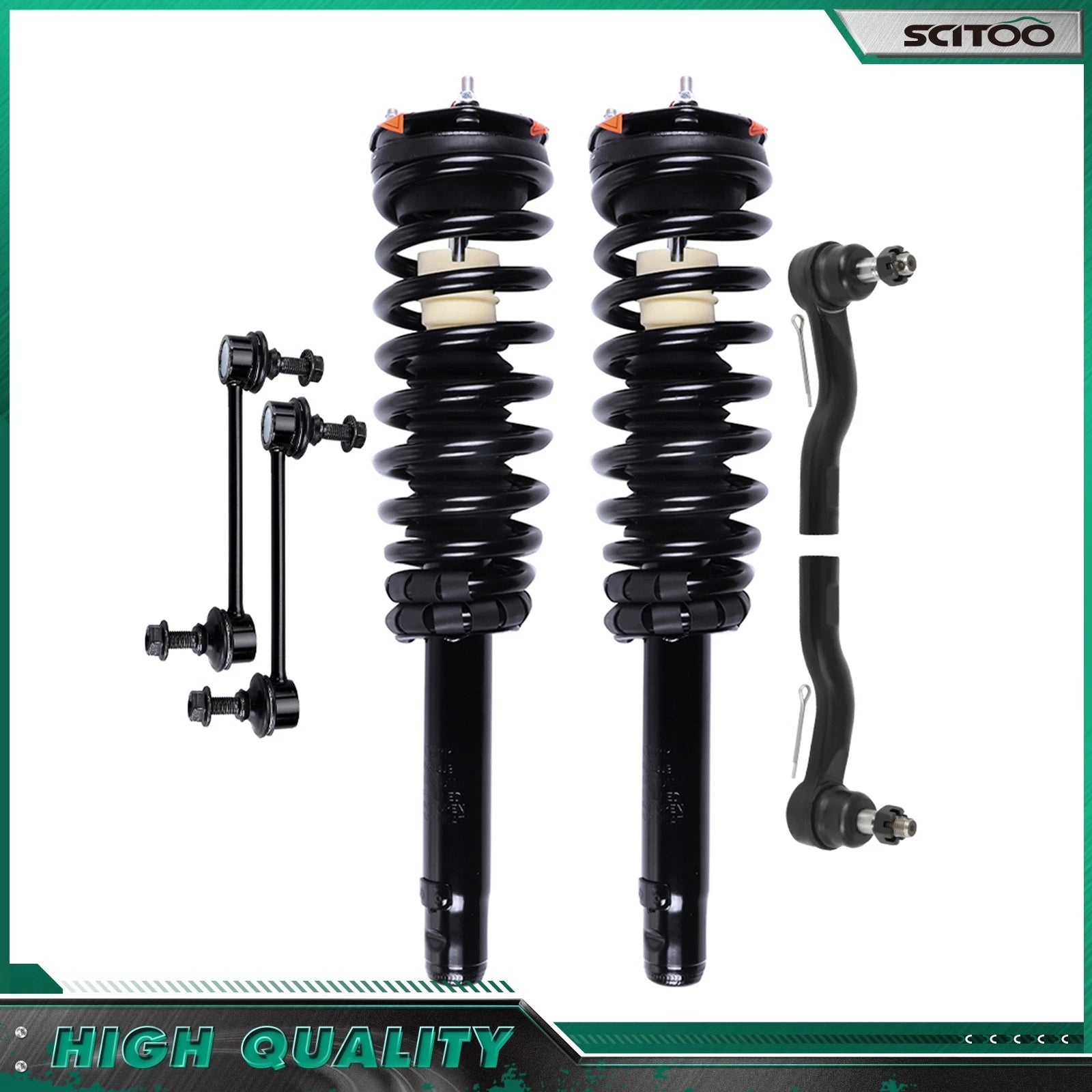 Set of 6 Front Struts, Springs, Sway Bar & Outer Tie Rods for Ford Fusion (2010–2012)