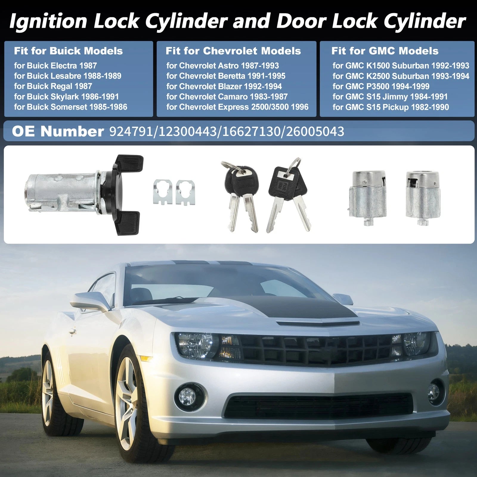 Ignition Lock Cylinder and Door Lock for Chevrolet Camaro (No. 924791/12300443)