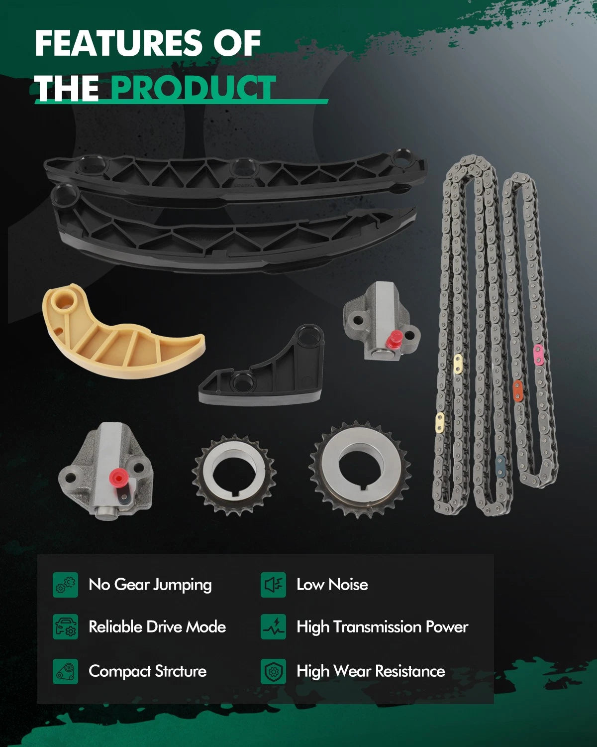 Engine Timing Chain Kit for Hyundai Sonata Kia Optima (2010–2014) 2.4L L4 DOHC G4KC