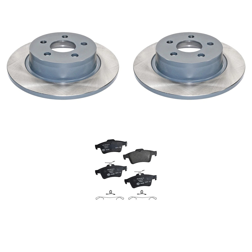 DuraGo Rear Rotors & Hella Ceramic Disc Brake Pads Kit for Ford Transit Connect (2010–2023)