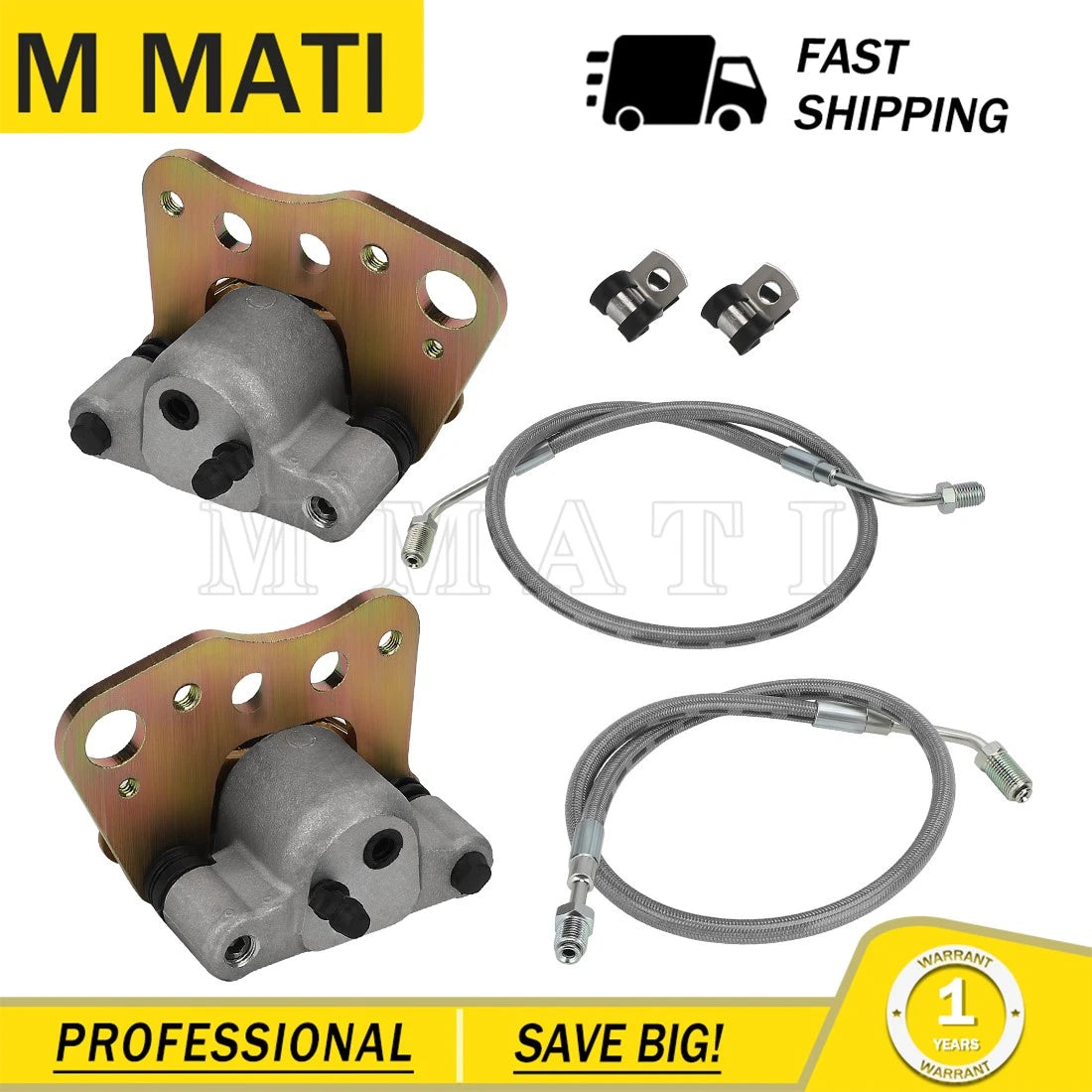 Front Brake Calipers w/ Hose for Polaris Worker 500, Xpedition 425, Xplorer 400 (1996–2007)