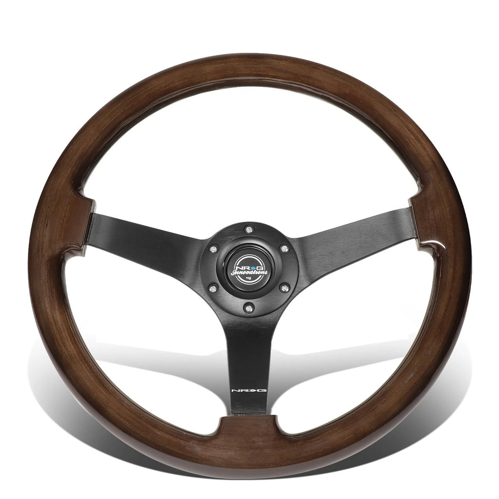 NRG RST-036BK-BKW 350mm 3" Deep Dish Mahogany Wood Steering Wheel for Universal