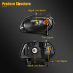 Headlight Assembly Pair for Chevy HHR (2006–2011) Black Housing