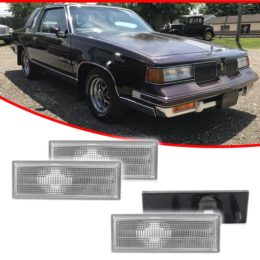 Set of 4 Clear Front & Rear Side Marker Light Lens for Oldsmobile Cutlass (1981–1988)