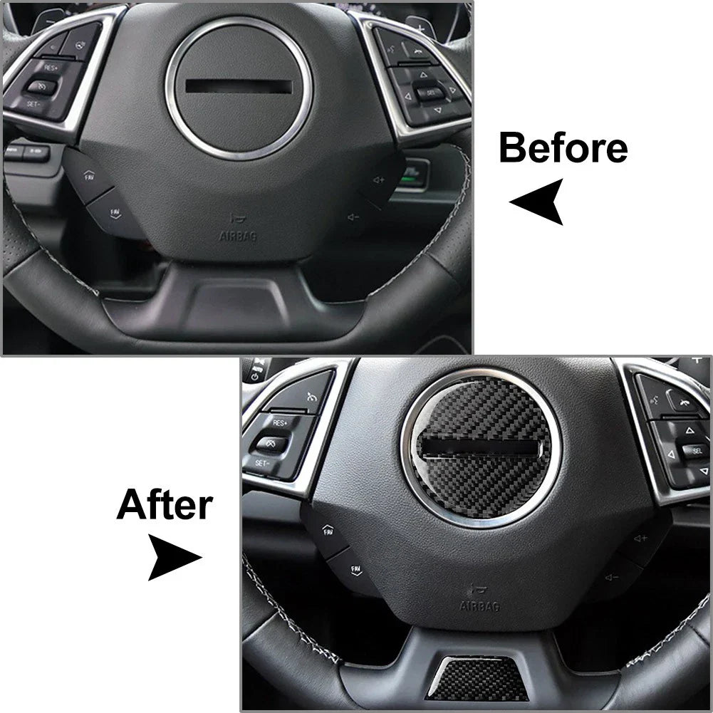 Carbon Fiber Steering Wheel Cover Trim for Chevrolet Camaro (2016-2021)