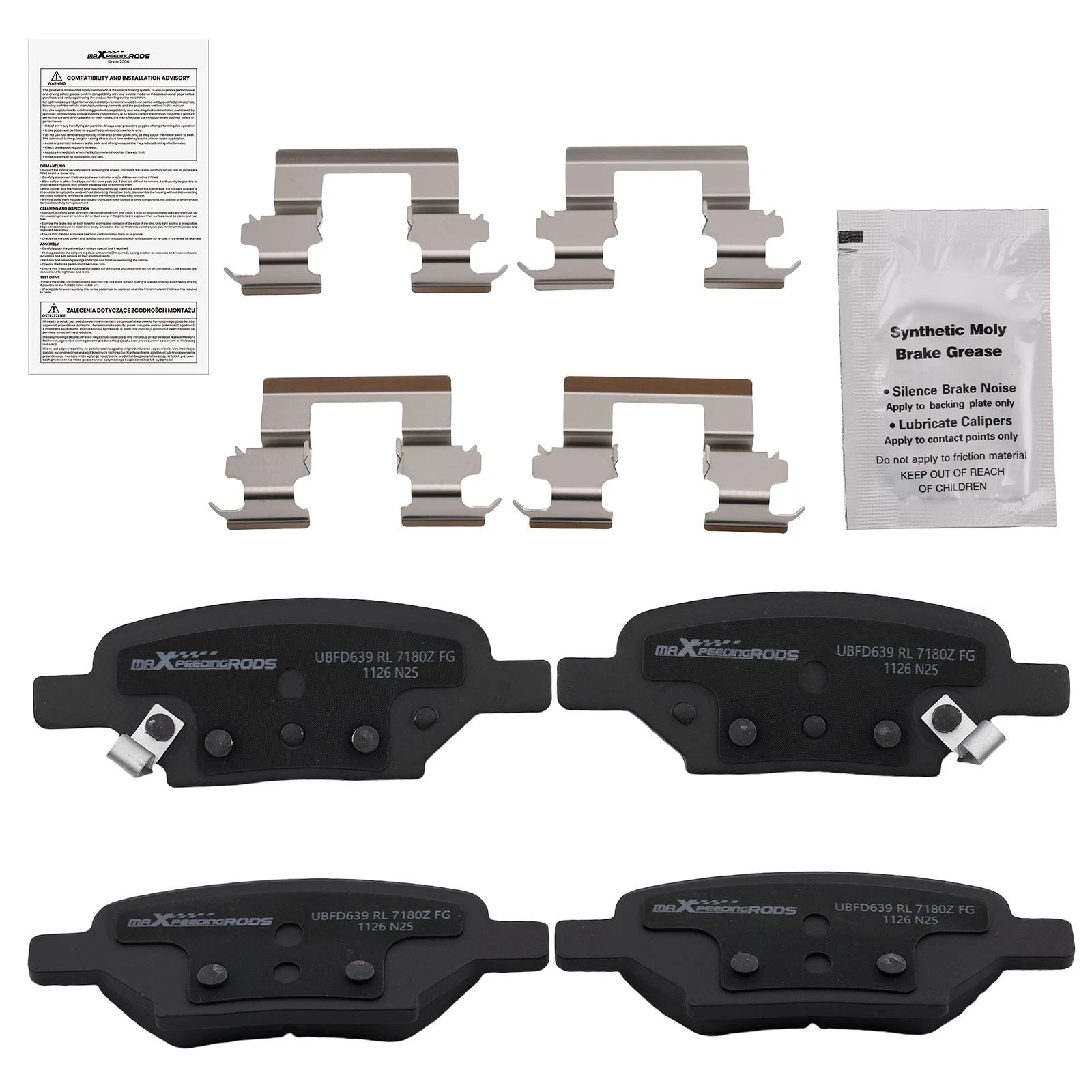 Set of 4 Rear Ceramic Brake Pads for Chevrolet Cobalt HHR Malibu Saturn Aura Ion
