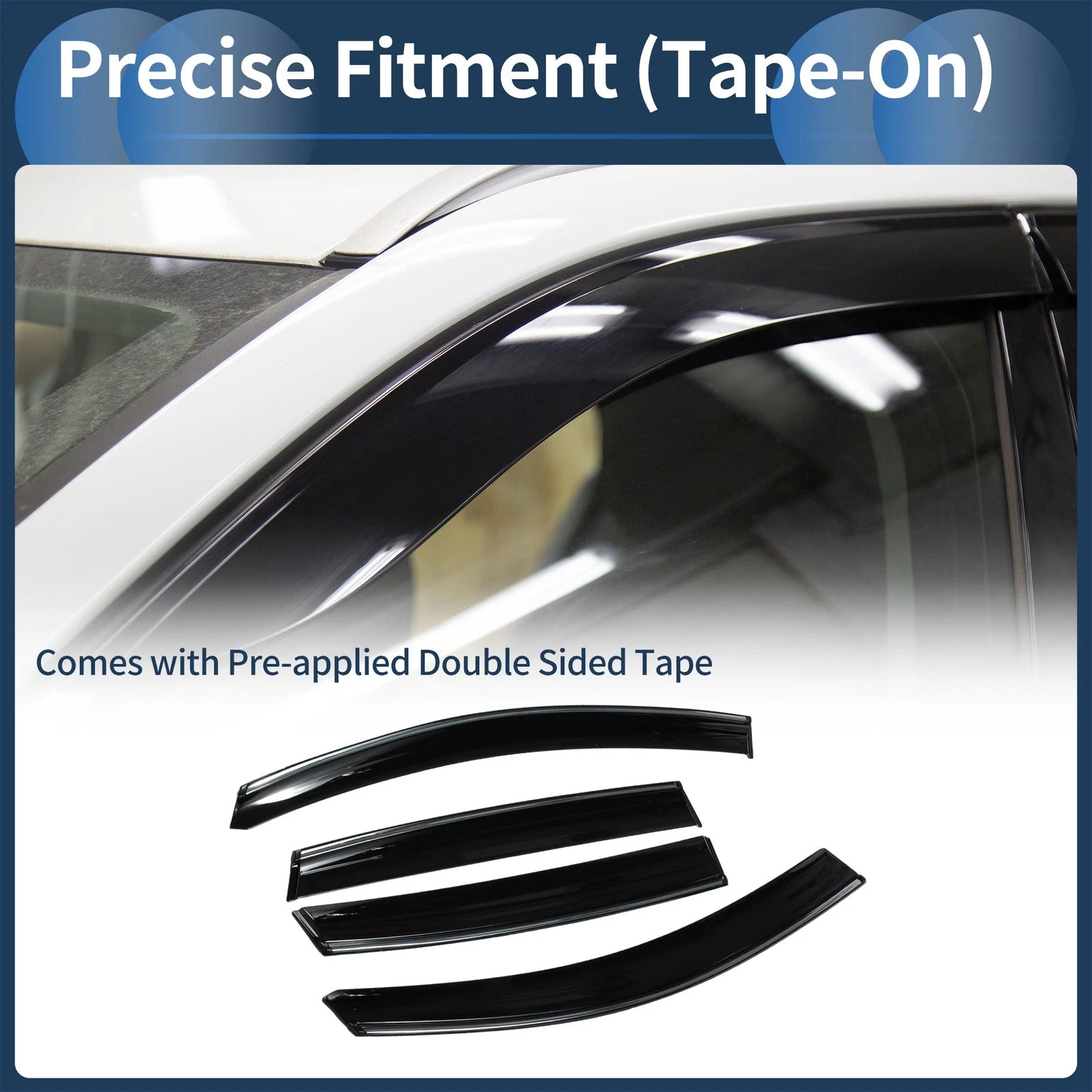 Set of 4 Window Deflectors for Honda CR-V (2012) - Black Vent Visors