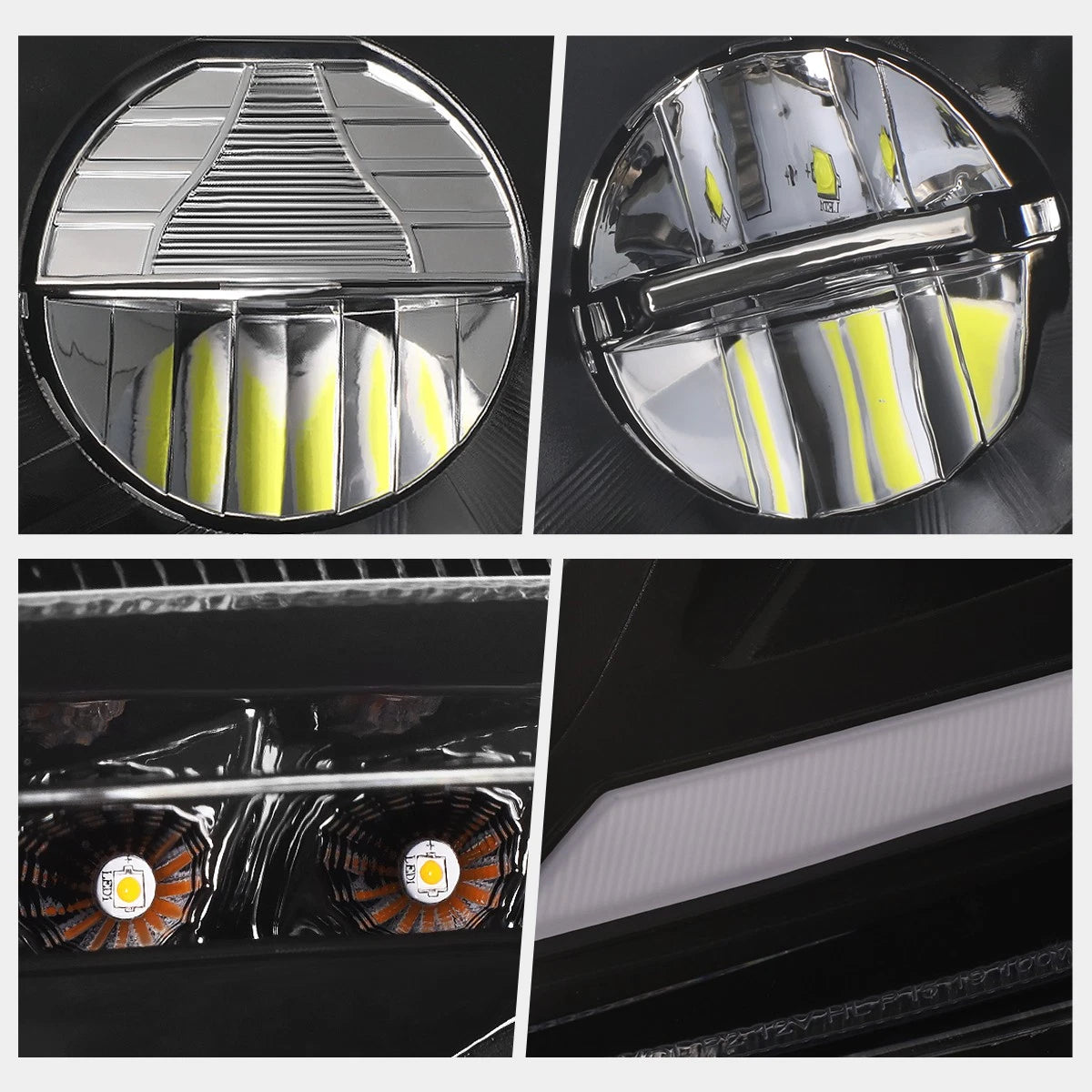 Full LED DRL + Sequential Turn Signal Headlights for Peterbilt 579 587 (2011–2021)