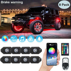 8x RGB LED Rock Lights for Offroad Vehicles (Wireless Bluetooth)